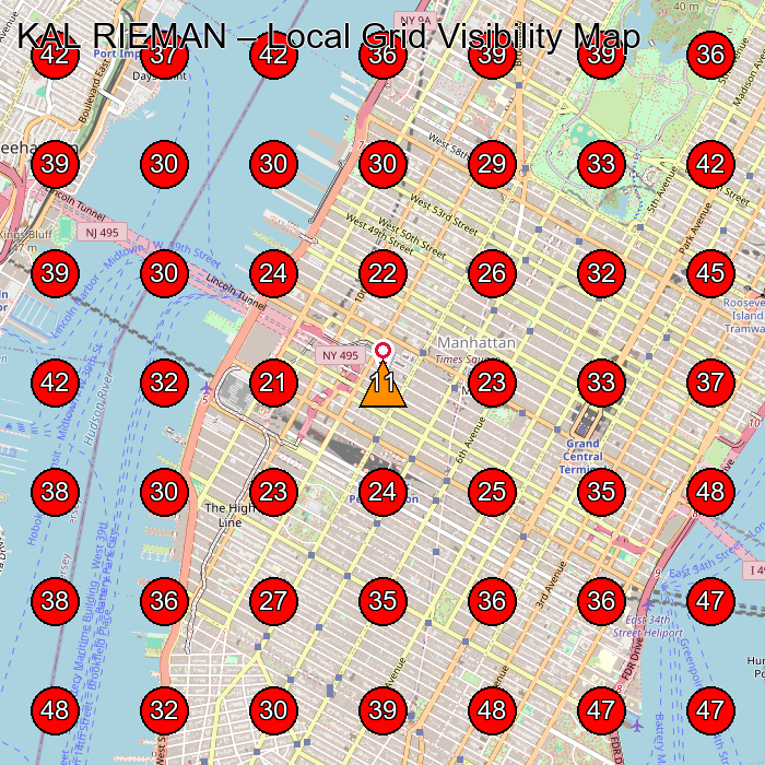 KAL RIEMAN GeoGrid visibility map for Clothing Store in New York
